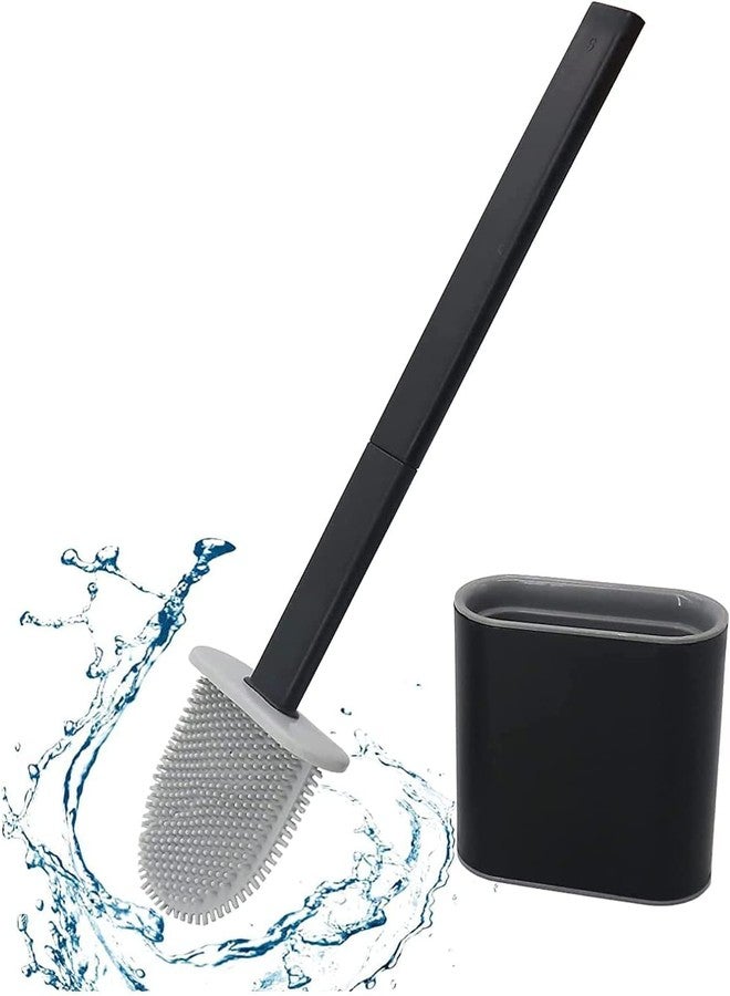 MALL Silicone Toilet Brush and Holder Bendable Efficient Cleaning Wall Mounted Toilet Bowl Brush with Long Handle Brush Head and Silicone Bristles No Rusty Handles Problem - Image 1